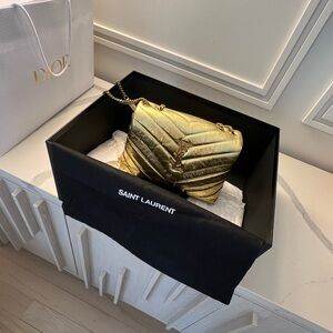 YSL SAINT LAURENT LOULOU SMALL IN QUILTED LEATHER GOLD